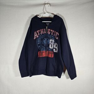 kids blue large graphic Hoodie, Hanes cotton blend long sleeved outdoor clothing